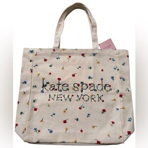 Kate Spade Cream Tote with Multicolor Floral Design